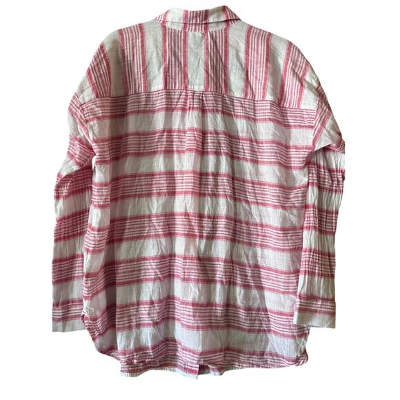 J.Jill Red & White Striped 100% Cotton Shirt - Size M Lightwieght preppy - Picture 3 of 10
